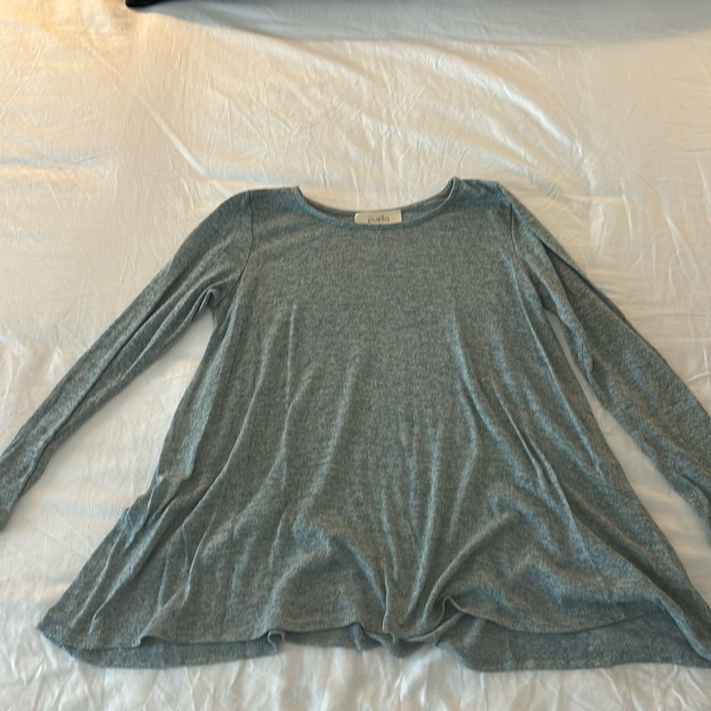 Blue/green knit swing top